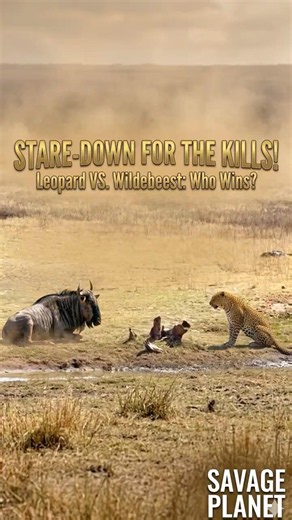 Leopard Ambush The Wildebeest Staredown #leopard #survival #nature #wildlife #animals #africa