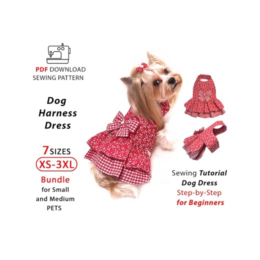 Dog Harness Dress Sewing Pattern for Beginners, Dress for Dogs and Cats, Digital Pattern for Download Print and Sew, Bundle 7 Sizesxs-3xl - Etsy