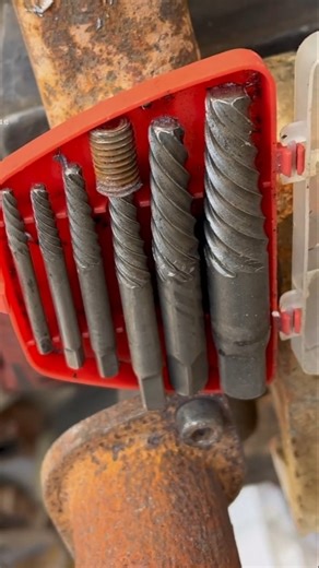 Bolt extractor set removing broken, damaged, or stripped screws, bolts, and studs #tools #shortsfeed