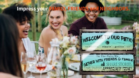 flinelife Welcome to Our Patio Metal Sign, Large Size 16 x 6, Outdoor Decoration for Patio, Porch, Pool,Outdoor Wall Decor