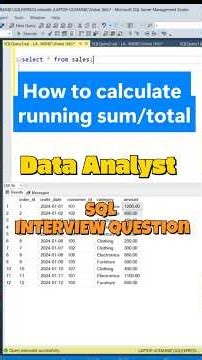 how to calculate Running sum / total ? Most asked Data Analyst interview questions #sql #coding