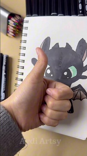Drawing Toothless in Cute Chibi Style 🐲 #drawing #disney #artshorts #markerart #cutedrawing