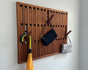 Natural Wood Magnetic Coat Rack | Multi Functional Wall Organizer | Home Decor | Space Saving Hook Rack for Backpacks, Coats, Hats - Etsy