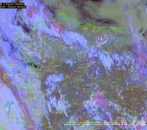 Showers and thunderstorms have continued across Northern Alaska as shown in the latest satellite loop with lightning ending at 1:30 pm AKDT. | US National Weather Service Fairbanks Alaska