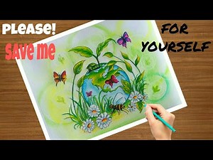 How to draw save environment painting step by step full tutorial in a easy way..