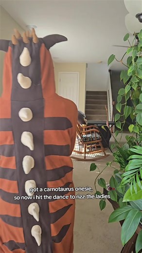Carnotaurus Onesie Dance: A Unique Outfit for Rizzing Ladies