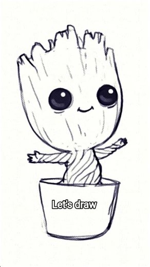 Very easy baby groot drawing / so cute baby groot #shorts #babygroot #drawing #kidsdrawing