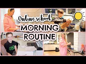 ONLINE SCHOOL MORNING ROUTINE WITH 3 KIDS & WORKING FROM HOME | Emily Norris
