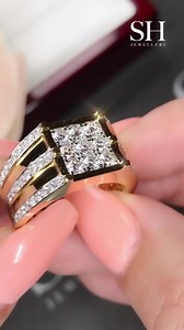 푵푬푾 푹푬푳푬푨푺푬  18k Yellow Gold Novenary Square Signet Style Ring https://bit.ly/3ljAWI2 Featuring 61 Round Diamonds with a total carat weight of 1.43ct. | SH Jewellery | Facebook