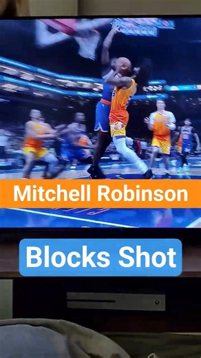 Mitchell Robinson blocks Coby White at the rim! #nba #knicks #hornets