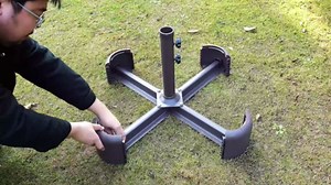 DUMOS 15FT Large Patio Umbrella with Base Included, Heavy Duty Extra Wide Outside Umbrella with 12 Ribbed Bars, Rectangle Outdoor Table Umbrella for Patio, Backyard, Pool, Deck & Garden,Khaki