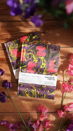 Charlotte Wainwright on Instagram: "🌺 NEW! 📚 Sarah Raven x Wainwright Bookbinding 📖 Hand-bound in London by @wainwrightbookbinding, these unique notebooks feature an original hand-marbled cover, inspired by the garden. Created exclusively for Sarah Raven, this collection draws inspiration from a selection of her most iconic flowers, celebrating craftsmanship alongside the richness of nature’s floral brilliance. Paper: 160 pages of lined, natural white 100gsm Munken paper @munkenpaper Endpaper
