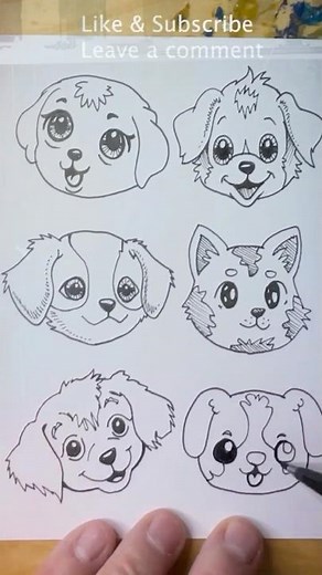 How to draw Anime Dog Faces 4 #art #drawing #ink #dog #sketch #drawingtutorial #artist #cute