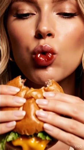 【ASMR】 Women eating hamburger #ai #asmr