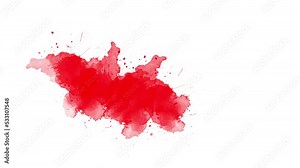 Red Ink brush stroke transition. Ink splash. Abstract ink brush blot, splat, fluid art, overlay, alpha matte composition, spreading brush stroke. ink transition splatter spreading effect.