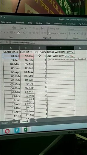 Networkday Function in excel। Calculate working Days #excel #rgcsmskillscentrekosli #exceltricks