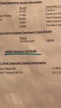 OBD II / OBD2 not ready for smog check