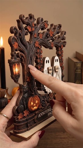 👻Personalised Halloween Ghost Couple Wooden Plaque With Flat Stand