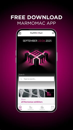 11 reactions · 4 comments | Your Guide to Marmomac 2025 The official Marmomac App provides all the tools you need to navigate and make the most of the event: • Browse the complete list of exhibitors and products • Easily navigate the halls with the interactive map • Discover the up-to-date schedule of events, talks, and initiatives day by day  Available on the App Store and Google Play: Link in bio #marmomac25: September 23-26 | Marmomac | Facebook