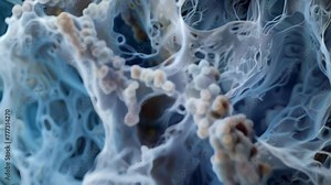 An electron microscope image showing the ultrastructure of a fungal thread revealing the intricate arrangement of its cell wall and . AI generation.