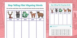 Stop Telling Fibs! Rhyming Words Sorting Activity
