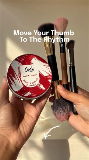 CODE Beauty™ on Instagram: "Your weekend brush cleaning reminder but make it fun! (Code beauty, move your thumb to rhythm, trend, interaction, brush cleaning, brush and sponge cleanser, beauty tools, makeup brush, weekend reminder)"