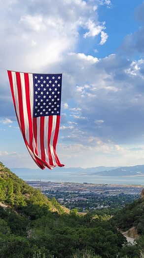 Here is the largest American Flag Currently Being Flown in the USA. It is a 1/4 of an acrein size and weighs 400 pounds. You can see it from I-15. This is the 10th year this flag has flown over Pleasant Grove, Utah! More info at followtheflag.org | 93.3 The Bull-Utah Country