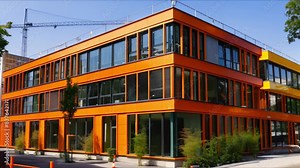 Berlin office building under construction using highquality wooden modular construction modules. Concept Berlin, Office Building, Construction, Wooden Modules, High-Quality Stock Video