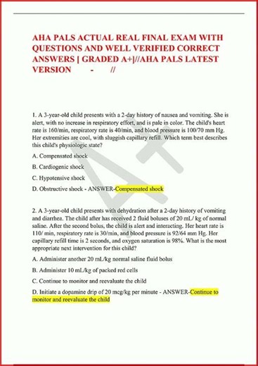 Aha Pals Actual Real Final Exam With Questions And Well Veri video