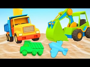 Car cartoons for kids & Learning videos for children  Big trucks and sand. - Videos For Kids