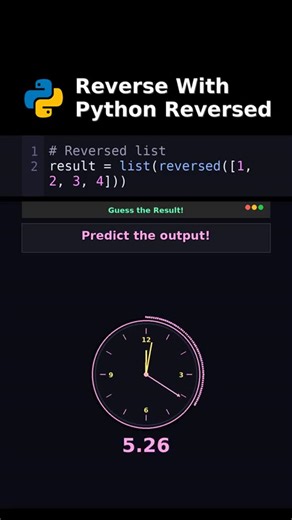 Python chaos expert on Instagram: "Reverse With Python Reversed Function Reverse anything! The reversed() function creates a reverse iterator. See it in action! #python #pythontricks #reversedfunction #pythoniterators #codingchallenge #pythonshorts"