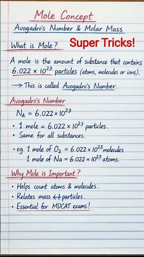 Mole Concept Chemistry || Mole & Avogadro's Number || MDCAT Preparation