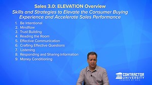 Contractor University is rolling out a learning course on sales and giving Cracking The Code viewers a special sneak peek! Take a look at how you can elevate your sales process by layering it with the right mindset and skills. This week, Drew Cameron takes you through an overview of the course, including how you’ll learn to be intentional in the sales process, improve your communication with customers and more! | Contractor University Powered by EGIA | Facebook