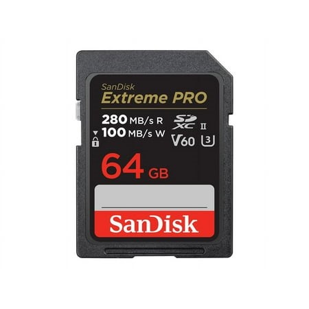 SanDisk Extreme Pro - Flash memory card - 64 GB - Video Class V60 / UHS-II U3 / Class10 - SDXC UHS-II - Walmart.ca