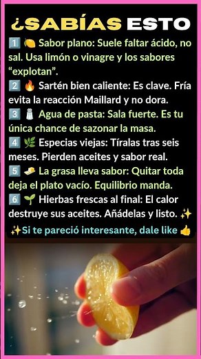 ¿SABÍAS ESTO? 6 Reglas de Oro para que Tu Comida Tenga Más Sabor 🍳✨