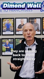 Our founder and CEO, Jim Penman, with the new Franchisor Diamond Wall at Jim's HQ and what it represents. #JimsGroup #Franchise | Jim's Group