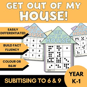 Number Sense Dice Game: Subitizing/Subitising Fact Fluency 6 & 9 | Dot Pattern