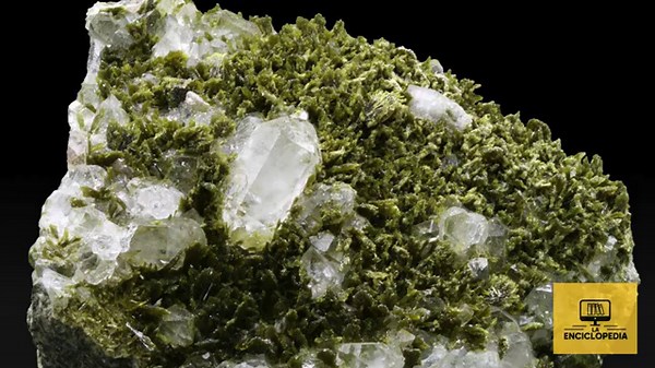 Epidote, a silicate mineral known for its striking green crystals