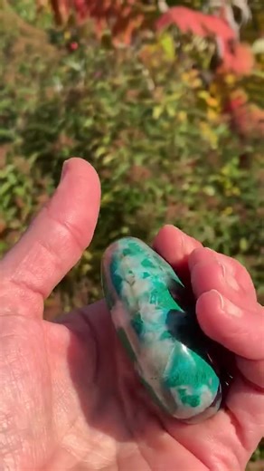 Chrysocolla Malachite Palm Stone, Hand Carved and Polished Chrysocolla Gift