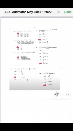CSEC Add Maths Paper 01 Solutions for 2022