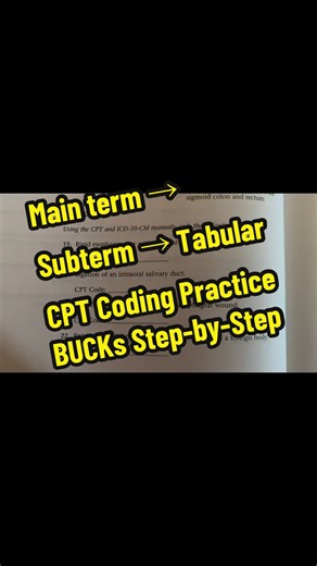 We’re in CPT CODING PRACTICE MODE 📚💻 I’m working through a practice question and I’m showing you exactly how I find the CPT code using the CPT manual — no guessing, no “I saw it on TikTok,” none of that. ✅ How to locate the main term ✅ How to follow subterms ✅ How to confirm in the tabular section ✅ How to make sure it matches the procedure And yes — I’m using my BUCKs (B-U-C-K) Evolve Step-by-Step 2023 Medical Coding Book to walk it out clean and simple. If you’re learning coding and you need