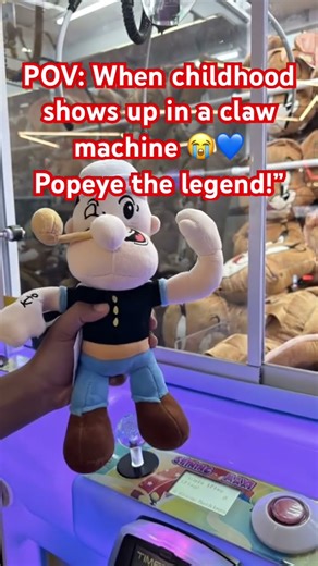 When childhood shows up in a claw machine 😭💙 Popeye the legend!” #popeyestrong #popeye
