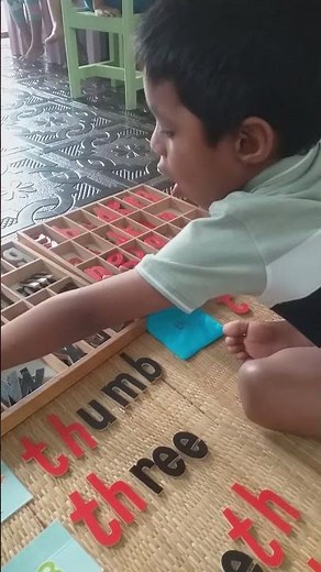 Phonogram Activity- A 4 year old completes words with the 'Th' phonogram