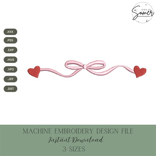 Heart Bow Machine Embroidery Design: Valentine’s Stitch File (instant Download, 3 Sizes) - Etsy