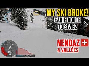 [4K] Skiing Nendaz, My Ski Edge Broke! Eerie Route To Siviez, 4Vallées Switzerland, GoPro HERO13