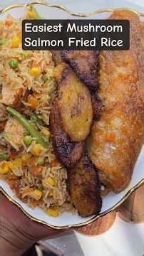 Easiest Salmon Mushroom Fried Rice That Tastes Like Takeout #shorts