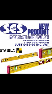 🚨 BRAND NEW BRICKLAYERS LEVEL SET 🚨 For years we have asked for a 2ft level with protective hit strips for masons, @STABILA have Delivered in Style 😍 You can now buy a 96-2k 2ft masons level from us here at SES Tools 💪 They can only currently be purchased in the set with the 196-2k 4ft Level, this set comes to £139.99 Inc VAT and shipping 🚚 Order yours NOW from www.SESTOOLS.co.uk, where do you shop best? SES 🔥 #bricklaying #bricktokasmr #bricktok #bricklayers #brickwork #fyp #foryoupage #f