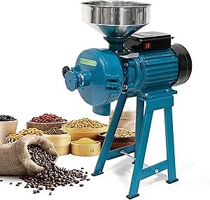 Electric Grain Mill and Grinder - 3000W 110V Commercial Wet Dry Cereals Machine for Wheat, Corn, Flour - Heavy Duty With Funnel