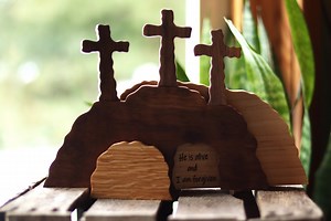 Church Decor Three Cross Spiritual Easter Resurrection Scene Seasonal Decoration Shelf Display - Etsy