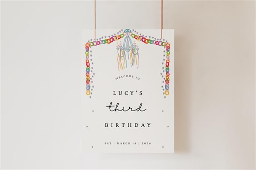 Whimsical Birthday Welcome Sign | Pastel Party Decor | Digital Download 129 - Etsy